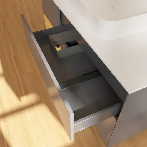 VILLEROY BOCH Toaletní skříňka Finion, s osvětlením, 3 výsuvy, 1200 x 603 x 501 mm, antracitový matný lak / zlatý matný lak / bílé matné sklo #F411HFGK, obrázek 8