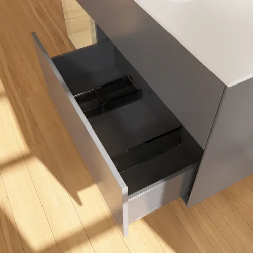 VILLEROY BOCH Toaletní skříňka Finion, s osvětlením, 3 výsuvy, 1200 x 603 x 501 mm, antracit matný lak / dubová dýha / sklo bílé matné #F411PCGK, obrázek 7
