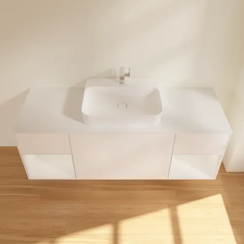 VILLEROY BOCH Toaletní skříňka Finion, s osvětlením, 4 výsuvy, 1600 x 603 x 501 mm, bílý matný lak / bílý lesklý lak / bílé matné sklo #F451GFMT, obrázek 4