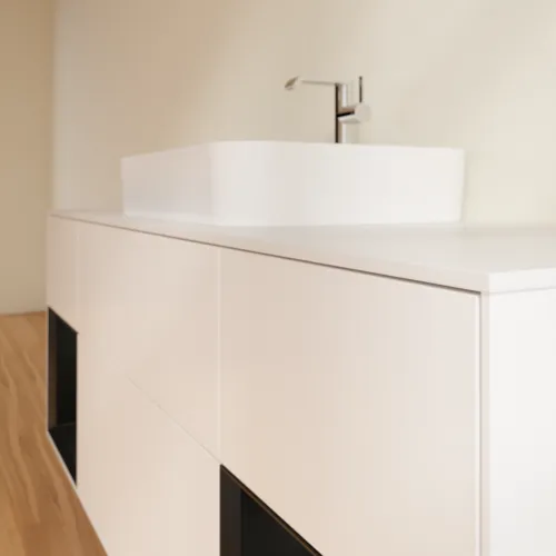 VILLEROY BOCH Toaletní skříňka Finion, s osvětlením, 4 výsuvy, 1600 x 603 x 501 mm, bílý matný lak / černý matný lak / bílé matné sklo #F451PDMT, obrázek 5