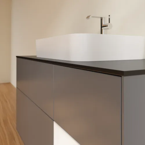 VILLEROY BOCH Toaletní skříňka Finion, s osvětlením, 3 výsuvy, 1200 x 603 x 501 mm, antracitový matný lak / bílý matný lak / černé matné sklo #F422MTGK, obrázek 6