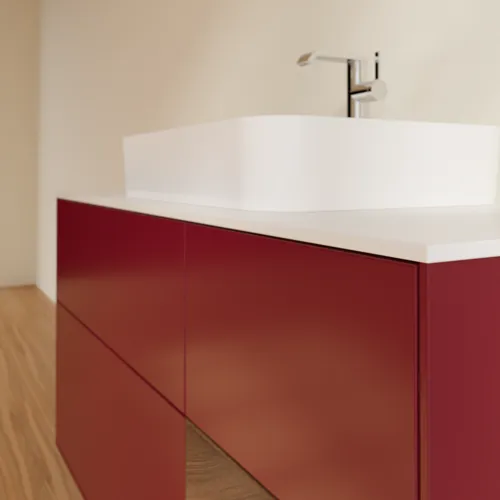 VILLEROY BOCH Toaletní skříňka Finion, s osvětlením, 3 výsuvy, 1200 x 603 x 501 mm, matný lak Peony / ořechová dýha / bílé matné sklo #F421GNHB, obrázek 6