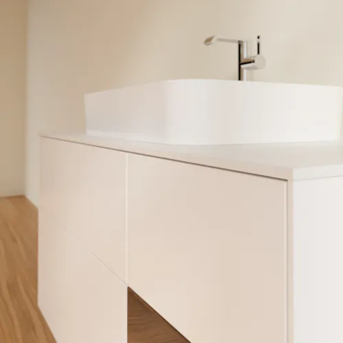 VILLEROY BOCH Toaletní skříňka Finion, s osvětlením, 3 výsuvy, 1200 x 603 x 501 mm, bílý matný lak / ořechová dýha / sklo bílé matné #F421GNMT, obrázek 6