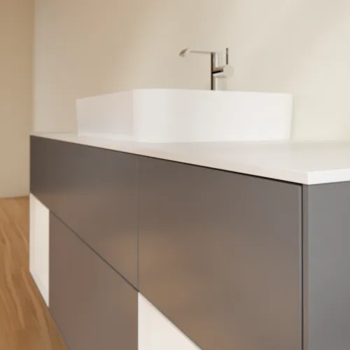 VILLEROY BOCH Toaletní skříňka Finion, s osvětlením, 4 výsuvy, 1600 x 603 x 501 mm, antracit matný lak / lesklý bílý lak / sklo bílé matné #F451GFGK, obrázek 4