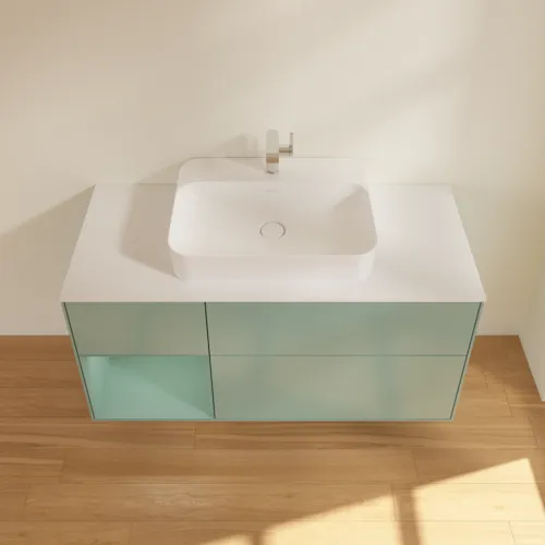 VILLEROY BOCH Toaletní skříňka Finion, s osvětlením, 3 výsuvy, 1200 x 603 x 501 mm, olivově matný lak / olivově matný lak / sklo bílé matné #F411GMGM, obrázek 4