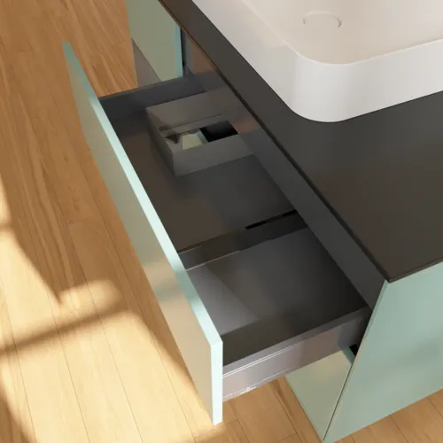 VILLEROY BOCH Toaletní skříňka Finion, s osvětlením, 3 výsuvy, 1200 x 603 x 501 mm, olivový matný lak / antracitový matný lak / černé matné sklo #F412GKGM, obrázek 8