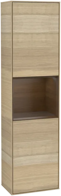 VILLEROY BOCH Vysoká skříňka Finion, s osvětlením, 2 dveře, 418 x 1516 x 270 mm, dubová dýha / ořechová dýha #F460GNPC