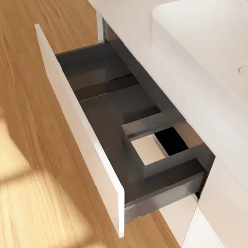 VILLEROY BOCH Toaletní skříňka Finion, s osvětlením, 3 výsuvy, 1200 x 603 x 501 mm, bílý matný lak / bílý matný lak / sklo bílé matné #F421MTMT, obrázek 8