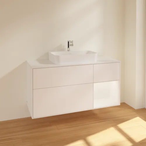 VILLEROY BOCH Toaletní skříňka Finion, s osvětlením, 3 výsuvy, 1200 x 603 x 501 mm, bílý matný lak / bílý matný lak / sklo bílé matné #F421MTMT, obrázek 2