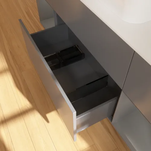 VILLEROY BOCH Toaletní skříňka Finion, s osvětlením, 4 výsuvy, 1600 x 603 x 501 mm, antracit matný lak / antracit matný lak / sklo bílé matné #F451GKGK, obrázek 5