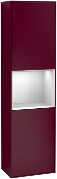 VILLEROY BOCH Vysoká skříňka Finion, s osvětlením, 2 dveře, 418 x 1516 x 270 mm, matný lak Pivoňka / bílý matný lak #F460MTHB