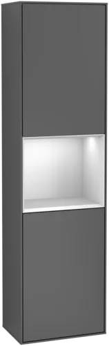 VILLEROY BOCH Vysoká skříňka Finion, s osvětlením, 2 dveře, 418 x 1516 x 270 mm, antracitový matný lak / bílý matný lak #F460MTGK