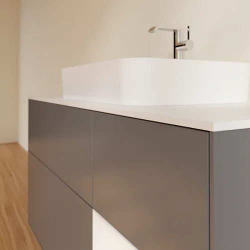 VILLEROY BOCH Toaletní skříňka Finion, s osvětlením, 3 výsuvy, 1200 x 603 x 501 mm, antracit matný lak / lesklý bílý lak / sklo bílé matné #F421GFGK, obrázek 6