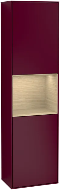 VILLEROY BOCH Vysoká skříňka Finion, s osvětlením, 2 dveře, 418 x 1516 x 270 mm, matný lak Peony / dubová dýha #F470PCHB