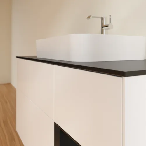 VILLEROY BOCH Toaletní skříňka Finion, s osvětlením, 3 výsuvy, 1200 x 603 x 501 mm, bílý matný lak / černý matný lak / černé matné sklo #F422PDMT, obrázek 6