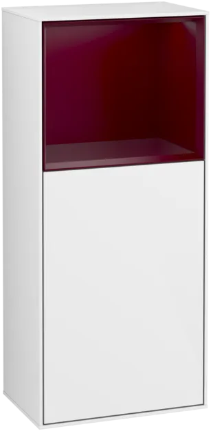 VILLEROY BOCH Boční skříňka Finion, s osvětlením, 1 dvířka, 418 x 936 x 270 mm, lesklý bílý lak / matný lak Peony #F500HBGF
