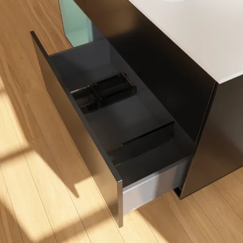 VILLEROY BOCH Toaletní skříňka Finion, s osvětlením, 3 výsuvy, 1200 x 603 x 501 mm, černý matný lak / olivový matný lak / bílé matné sklo #F411GMPD, obrázek 7