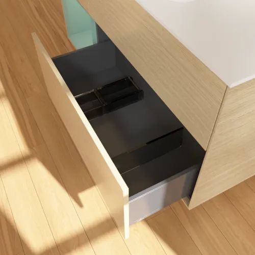 VILLEROY BOCH Toaletní skříňka Finion, s osvětlením, 3 výsuvy, 1200 x 603 x 501 mm, dubová dýha / olivový matný lak / sklo bílé matné #F411GMPC, obrázek 7