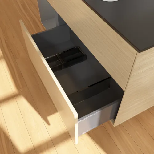 VILLEROY BOCH Toaletní skříňka Finion, s osvětlením, 3 výsuvy, 1200 x 603 x 501 mm, dubová dýha / antracitový matný lak / černé matné sklo #F412GKPC, obrázek 7