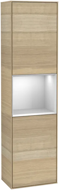 VILLEROY BOCH Vysoká skříňka Finion, s osvětlením, 2 dveře, 418 x 1516 x 270 mm, dubová dýha / bílý matný lak #F460MTPC
