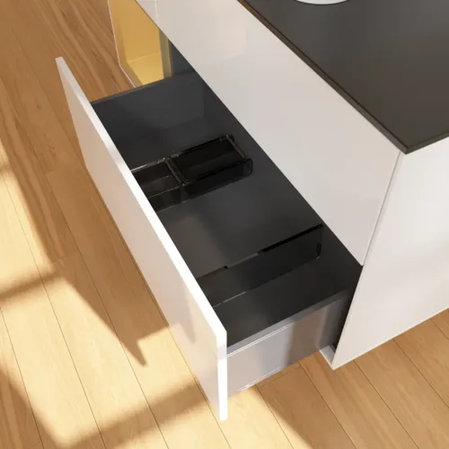 VILLEROY BOCH Toaletní skříňka Finion, s osvětlením, 3 výsuvy, 1200 x 603 x 501 mm, lesklý bílý lak / zlatý matný lak / černé matné sklo #F412HFGF, obrázek 7