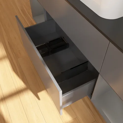 VILLEROY BOCH Toaletní skříňka Finion, s osvětlením, 4 výsuvy, 1600 x 603 x 501 mm, antracit matný lak / antracit matný lak / sklo černé matné #F452GKGK, obrázek 4