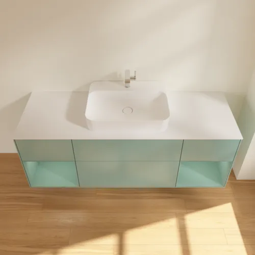 VILLEROY BOCH Toaletní skříňka Finion, s osvětlením, 4 výsuvy, 1600 x 603 x 501 mm, olivově matný lak / olivově matný lak / sklo bílé matné #F451GMGM, obrázek 3