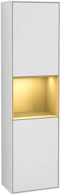 VILLEROY BOCH Vysoká skříňka Finion, s osvětlením, 2 dveře, 418 x 1516 x 270 mm, bílý matný lak / zlatý matný lak #F470HFMT