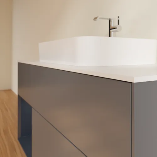 VILLEROY BOCH Toaletní skříňka Finion, s osvětlením, 3 výsuvy, 1200 x 603 x 501 mm, antracitový matný lak / půlnoční modrý matný lak / bílé matné sklo #F411HGGK, obrázek 6