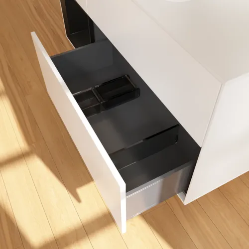 VILLEROY BOCH Toaletní skříňka Finion, s osvětlením, 3 výsuvy, 1200 x 603 x 501 mm, bílý matný lak / černý matný lak / bílé matné sklo #F411PDMT, obrázek 7