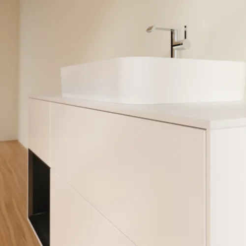 VILLEROY BOCH Toaletní skříňka Finion, s osvětlením, 3 výsuvy, 1200 x 603 x 501 mm, bílý matný lak / černý matný lak / bílé matné sklo #F411PDMT, obrázek 6