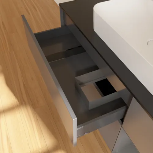 VILLEROY BOCH Toaletní skříňka Finion, s osvětlením, 3 výsuvy, 1200 x 603 x 501 mm, antracit matný lak / antracit matný lak / sklo černé matné #F422GKGK, obrázek 8