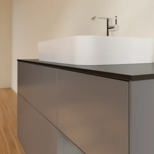 VILLEROY BOCH Toaletní skříňka Finion, s osvětlením, 3 výsuvy, 1200 x 603 x 501 mm, antracit matný lak / antracit matný lak / sklo černé matné #F422GKGK, obrázek 6