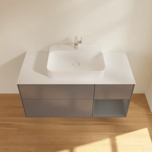 VILLEROY BOCH Toaletní skříňka Finion, s osvětlením, 3 výsuvy, 1200 x 603 x 501 mm, antracit matný lak / antracit matný lak / sklo bílé matné #F421GKGK, obrázek 4