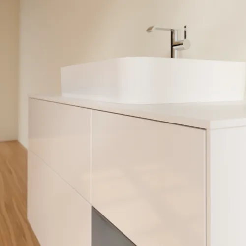 VILLEROY BOCH Toaletní skříňka Finion, s osvětlením, 3 výsuvy, 1200 x 603 x 501 mm, lesklý bílý lak / antracitový matný lak / bílé matné sklo #F421GKGF, obrázek 6
