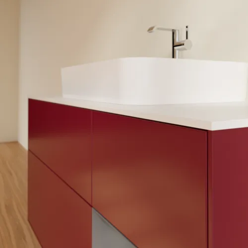 VILLEROY BOCH Toaletní skříňka Finion, s osvětlením, 3 výsuvy, 1200 x 603 x 501 mm, matný lak Pivoňka / matný lak Antracit / matné sklo Bílá #F421GKHB, obrázek 6