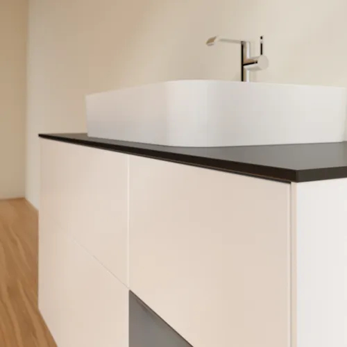 VILLEROY BOCH Toaletní skříňka Finion, s osvětlením, 3 výsuvy, 1200 x 603 x 501 mm, bílý matný lak / antracitový matný lak / černé matné sklo #F422GKMT, obrázek 6