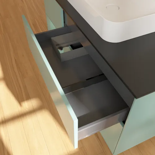 VILLEROY BOCH Toaletní skříňka Finion, s osvětlením, 3 výsuvy, 1200 x 603 x 501 mm, olivově matný lak / olivově matný lak / sklo černé matné #F412GMGM, obrázek 8