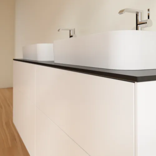 VILLEROY BOCH Toaletní skříňka Finion, 4 zásuvky, 1600 x 603 x 501 mm, bílý matný lak / černé matné sklo #F43200MT, obrázek 4