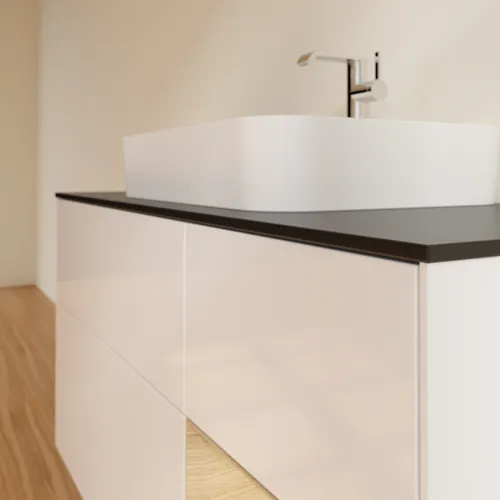 VILLEROY BOCH Toaletní skříňka Finion, s osvětlením, 3 výsuvy, 1200 x 603 x 501 mm, lesklý bílý lak / dubová dýha / černé matné sklo #F422PCGF, obrázek 6