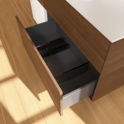 VILLEROY BOCH Toaletní skříňka Finion, s osvětlením, 3 výsuvy, 1200 x 603 x 501 mm, ořechová dýha / bílý matný lak / bílé matné sklo #F411MTGN, obrázek 7