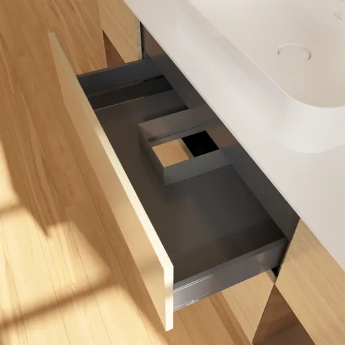 VILLEROY BOCH Toaletní skříňka Finion, s osvětlením, 4 výsuvy, 1600 x 603 x 501 mm, dubová dýha / ořechová dýha / sklo bílé matné #F451GNPC, obrázek 7