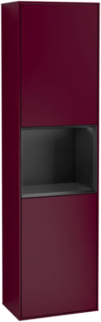 VILLEROY BOCH Vysoká skříňka Finion, s osvětlením, 2 dveře, 418 x 1516 x 270 mm, matný lak Pivoňka / černý matný lak #F470PDHB