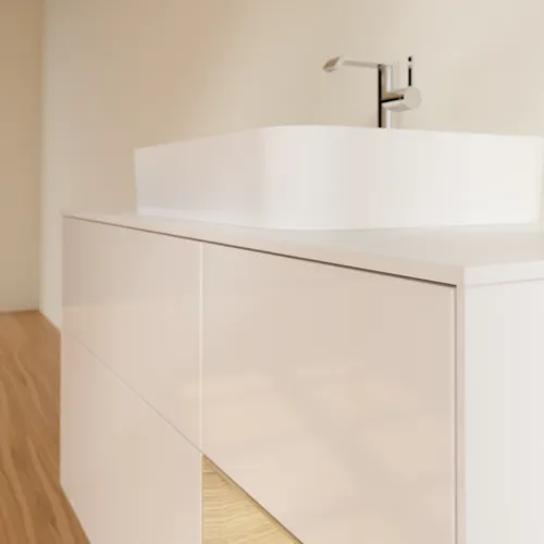 VILLEROY BOCH Toaletní skříňka Finion, s osvětlením, 3 výsuvy, 1200 x 603 x 501 mm, lesklý bílý lak / dubová dýha / sklo bílé matné #F421PCGF, obrázek 6