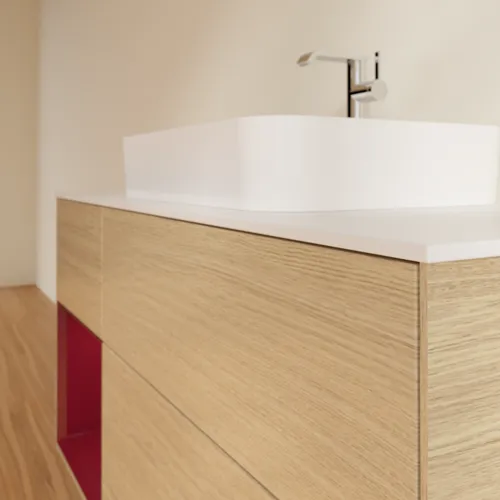 VILLEROY BOCH Toaletní skříňka Finion, s osvětlením, 3 výsuvy, 1200 x 603 x 501 mm, dubová dýha / matný lak Pivoňka / matné bílé sklo #F411HBPC, obrázek 6