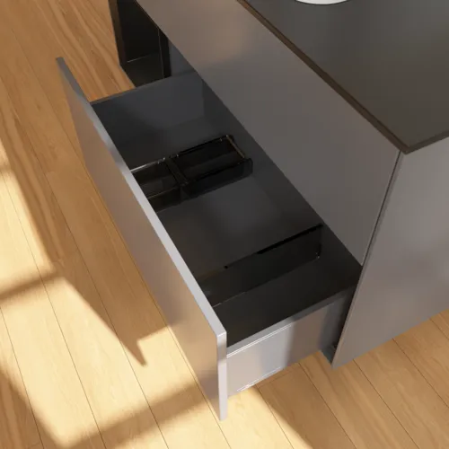 VILLEROY BOCH Toaletní skříňka Finion, s osvětlením, 3 výsuvy, 1200 x 603 x 501 mm, antracitový matný lak / černý matný lak / černé matné sklo #F412PDGK, obrázek 7
