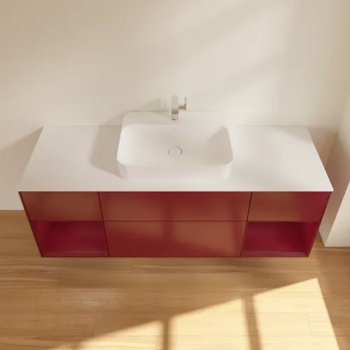 VILLEROY BOCH Toaletní skříňka Finion, s osvětlením, 4 výsuvy, 1600 x 603 x 501 mm, Peony Matt Lacquer / Peony Matt Lacquer / Glass White Matt #F451HBHB, obrázek 4