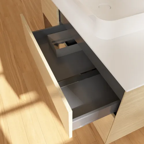 VILLEROY BOCH Toaletní skříňka Finion, s osvětlením, 3 výsuvy, 1200 x 603 x 501 mm, dubová dýha / ořechová dýha / sklo bílé matné #F411GNPC, obrázek 8