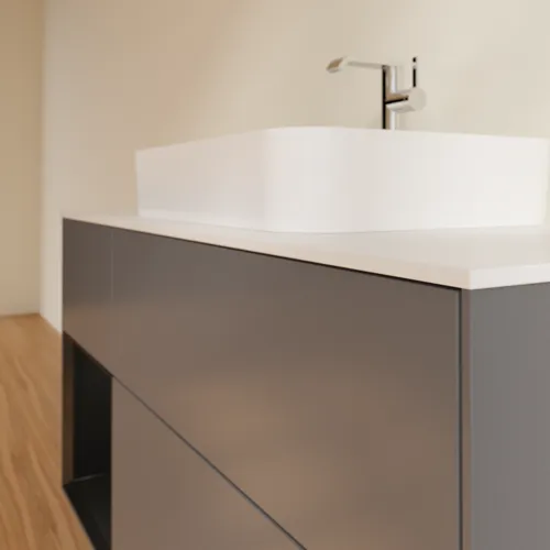 VILLEROY BOCH Toaletní skříňka Finion, s osvětlením, 3 výsuvy, 1200 x 603 x 501 mm, antracitový matný lak / černý matný lak / bílé matné sklo #F411PDGK, obrázek 6