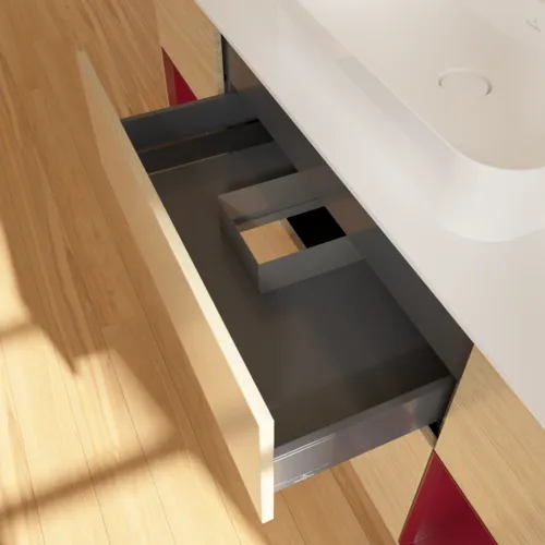 VILLEROY BOCH Toaletní skříňka Finion, s osvětlením, 4 výsuvy, 1600 x 603 x 501 mm, dubová dýha / matný lak Pivoňka / matné bílé sklo #F451HBPC, obrázek 5